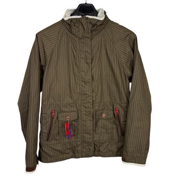 Foursquare Women's XL Brown Ski Snowboard Jacket Striped 8K Convertible Hood - Picture 1 of 10